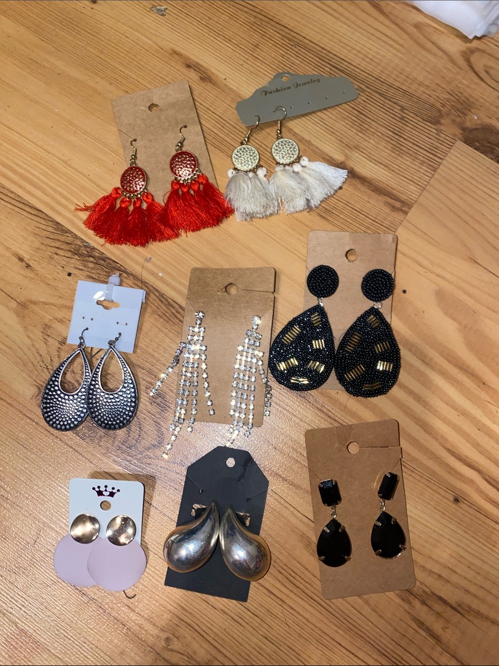 Assorted Fashion Earrings Lot - Red, White, Black, Silver